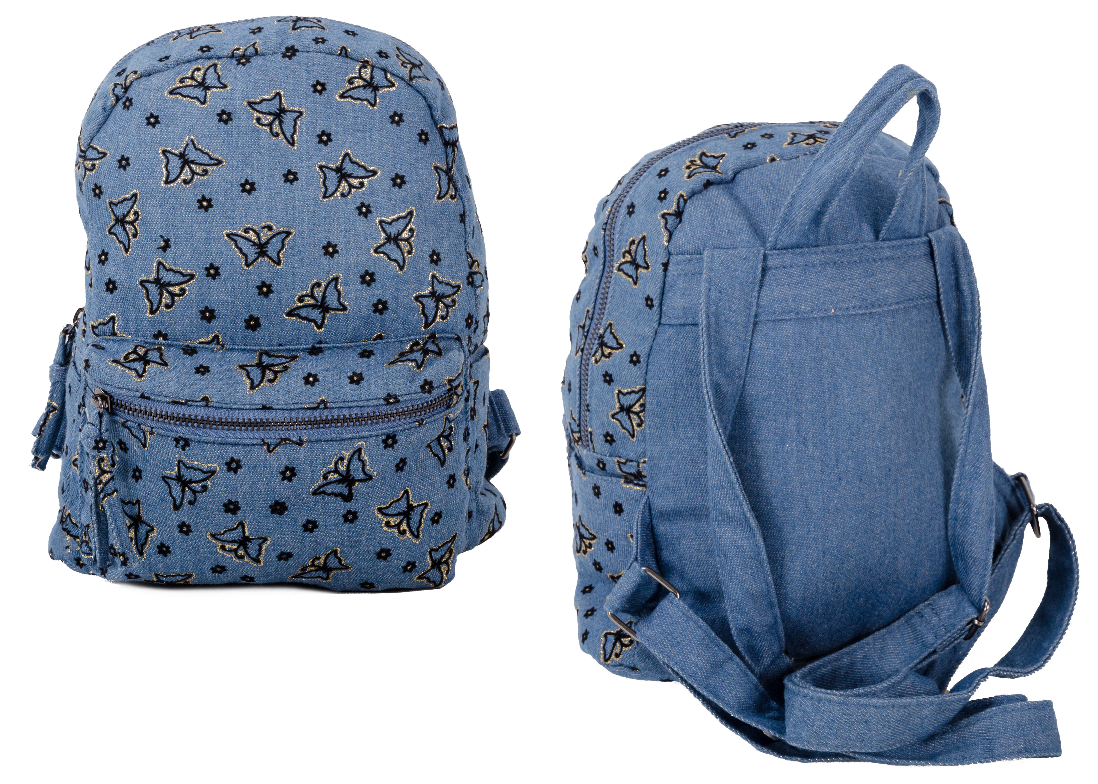(image for) JBCB200 BLUE BUTTERFLY BACKPACK W/ TWO COMPARTMENTS
